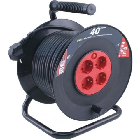 ETM  Kabelhaspel - 40 m met 3 x 1.5 mm2 PVC Snoer - Zwart/Rood