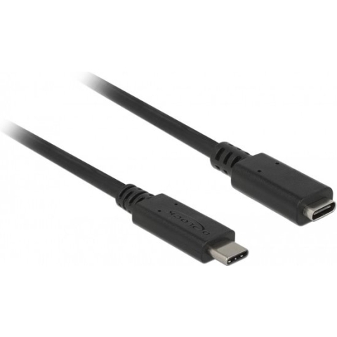 Premium USB-C naar USB-C verlengkabel - USB3.2 (tot 10 Gbit/s) - PD tot 20V/3A - video tot 4K 60Hz / zwart - 1,5 meter