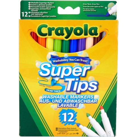 Crayola - Supertips - Viltstiften - 12 Wasbare Viltstiften - Voor Kinderen