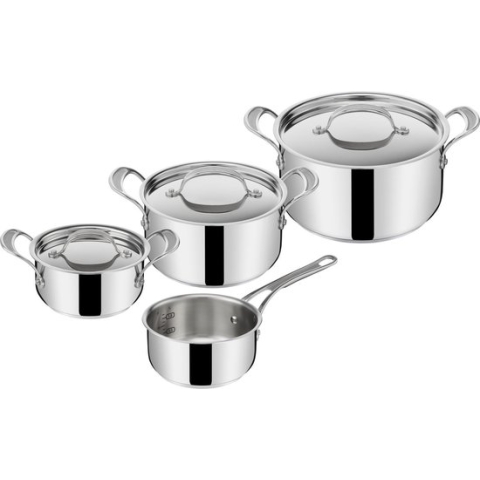 Tefal Jamie Oliver Cook's Classic kookset - Steelpan Ø 16 cm + kookpannen Ø 16/20/24 cm + deksels