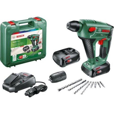 Bosch Uneo Maxx Accu boorhamer - Met 2x 18 V accu's en lader - Met koffer
