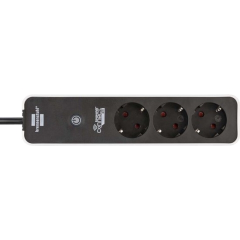 brennenstuhlÂ®Connect Ecolor Smart Stekkerdoos / Slimme Sekkerdoos 3-voudig (2,4 GHz WiFi, compatibel met Alexa en Google Assistant, gratis app, 1,5m kabel) wit/zwart