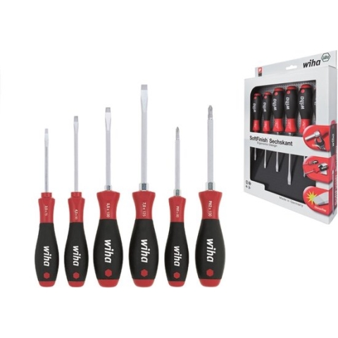 Wiha 308 HK6 6-delige SoftFinish Schroevendraaierset - Sleuf/Philips