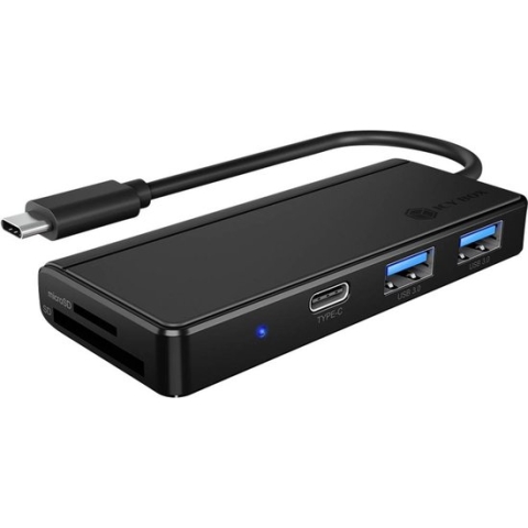 ICY BOX IB-HUB1423CR-C3, ext. USB 3.0 HUB mit Kartenleser, USB-C zu 2x USB-A, 1x USB-C, USB-C mini-dockingstation Gesch