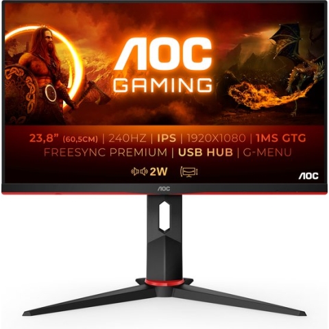 AOC 24G2ZU – Full HD IPS Gaming Monitor – G-Sync Compatible - 240hz - 24 Inch