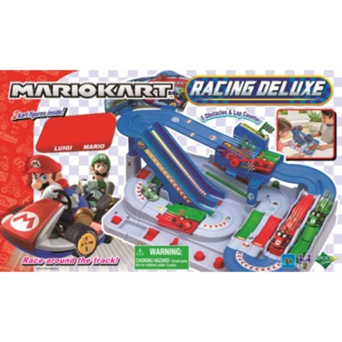 Super Mario Kart Racing DX-racebaan met 2 karts Luigi en Mario - 6 obstakels