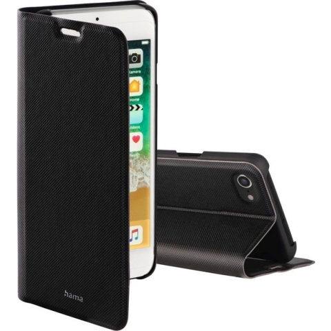 Hama Booklet Slim Pro Cover Hoesje geschikt voor Apple iPhone 7/8/ SE 2020/2022 - Pasvakjes - Magnetische sluiting - Standfunctie - Perfecte Pasvorm - Zwart