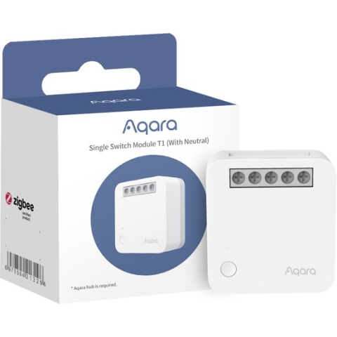 Aqara Single Switch T1 with Neutral - Zigbee 3.0 - Inbouw schakelaar met actieve energiemeting - beveiliging tegen overbelasting en oververhitting - vereist Nul draad