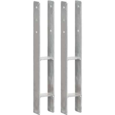 vidaXL-Grondankers-2-st-8x6x60-cm-gegalvaniseerd-staal-zilverkleurig