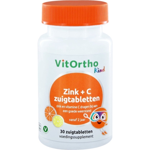 VitOrtho - Zink + C zuigtabletten (Kind) (30 zuigtabs)