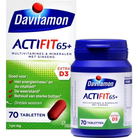 Davitamon Actifit 65+ - Multivitamine voor 60 plussers  - 70 tabletten - Voedingssupplement