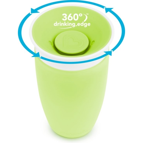 Munchkin Miracle® 360° de Originele Sippy Cup - Oefenbeker voor Baby’s - Anti-Lek Drinkbeker - 296ml - Groen