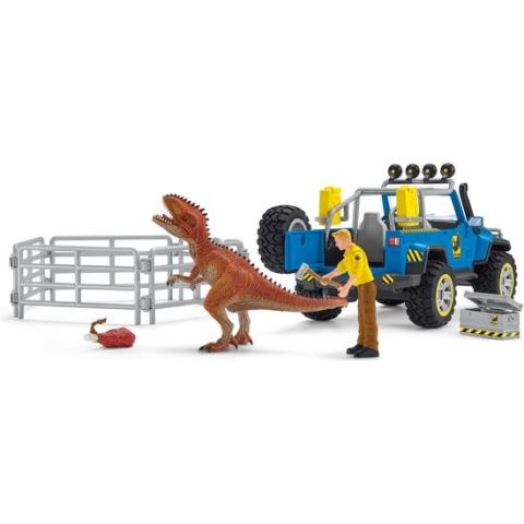schleich DINOSAURUS Speelfigurenset - Terreinwagen met Dino-Buitenposten - Kinderspeelgoed voor Jongens en Meisjes - 4 tot 12 jaar - 14 Onderdelen - 41464