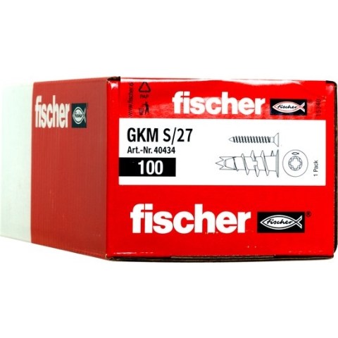 fischer GKM - metalen zelfborende gipsplaatpluggen - inclusief schroef 4,5x50mm - 100 stuks in doos