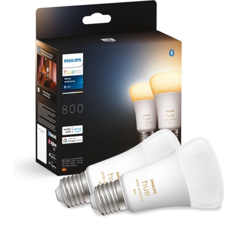 Philips Hue Slimme Lichtbron E27 Duopack - warm tot koelwit licht - 8,5W - Bluetooth - 2 Stuks