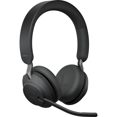Jabra Evolve2 65 UC Stereo + Stand - Bluetooth Headset - op oor- draadloos - USB-C - noise isolating - Zwart