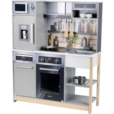 Klein Toys Miele familiekeuken - 83,5x30x101 cm - fornuis, magnetron, espressomachine, koelkast, gootsteen - incl. bijpassende accessoires, licht- en geluidseffectenn - multicolor