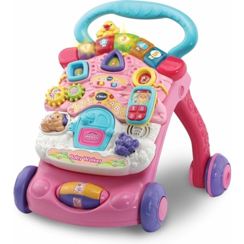 VTech 2 in 1 Baby Walker - Loopwagen Baby - Educatief Baby Speelgoed - Licht & Geluidseffecten - Nederlands Gesproken Speelgoed - Cadeau - Roze - 9 tot 36 Maanden