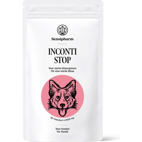Sensipharm Inconti Stop Hond - Voedingssupplement bij Incontinentie, Urineverlies & Plas problemen - 90 Tabletten à 1000 mg