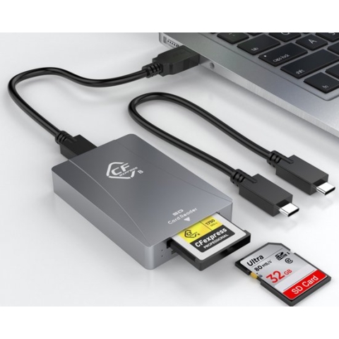 Rocketek Dual-Slot Portable UHS-II 10Gbps USB 3.2 CFexpress Type B & SD4.0 Memory Card Reader