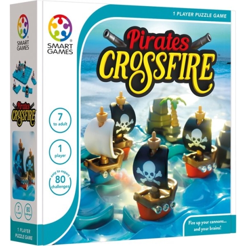 SmartGames - Pirates Crossfire - Denkspel - 80 opdrachten - 1 speler - kinderen én volwassenen