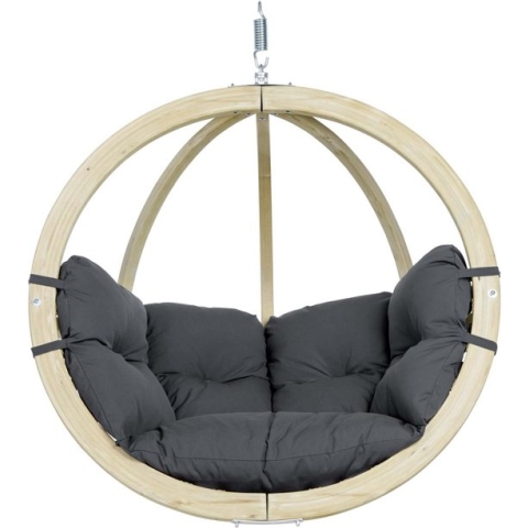 Amazonas Globo Chair Hangstoel 1-Persoons Antraciet Kussens - Vurenhout