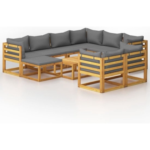 vidaXL-10-delige-Loungeset-met-kussens-massief-acaciahout