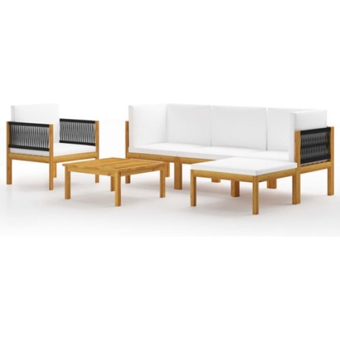 vidaXL-6-delige-Loungeset-met-kussens-massief-acaciahout-crèmekleurig
