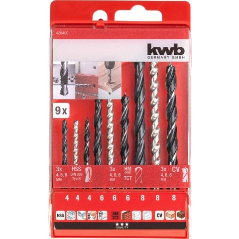 KWB - Borenset HSS Steen - Metaal en Hout 3-4-5-6-8mm - 9-delig
