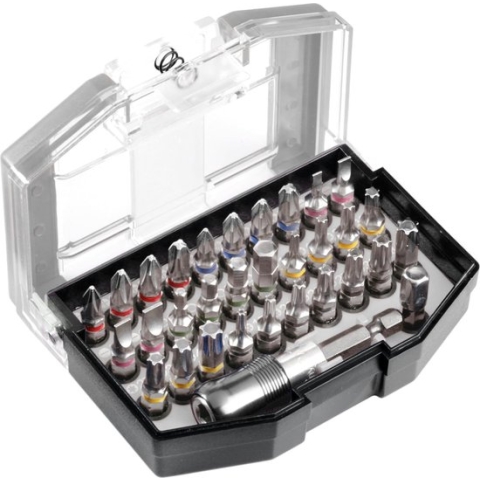 kwb Most Wanted Bitbox - 32-delig inclusief bits, snelwisselbithouder met magneet in stevige kunststof box met riemclip