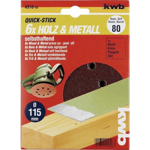 KWB schuurschijf Ø 115 mm - Korrel 40 - Klittenbandhechting - 491804 - 5 stuks