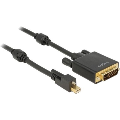 Premium Mini DisplayPort 1.2 naar DVI actieve kabel (4K 30 Hz) / zwart - 2 meter