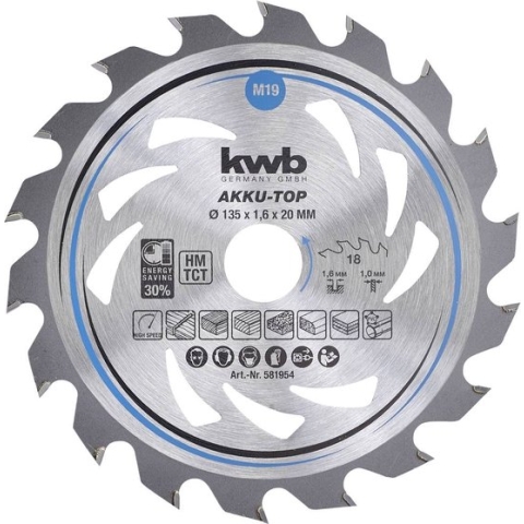 KWB Cirkelzaagblad HM - 135x20mm - 18T