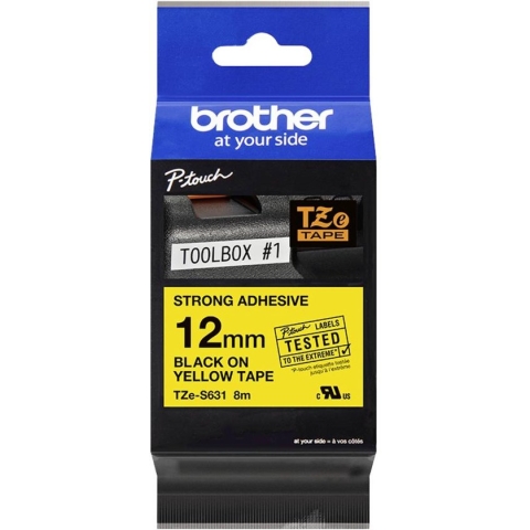 Adhesive Tape Brother TZES631 12 mm x 8 m Black Yellow Laminate