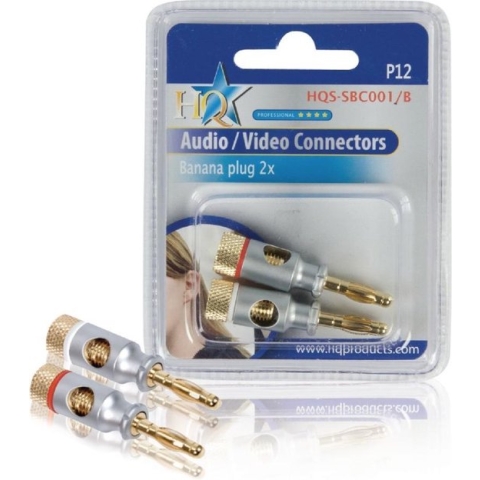 Hq Hqs-sbc001/b 24k Vergulde en Afgeschermde Banana Plug 2-blister