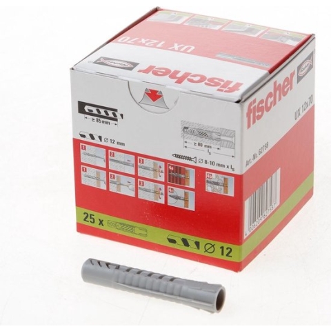 Fischer universeelplug UX 12 x 70mm (Prijs per 25 stuks)