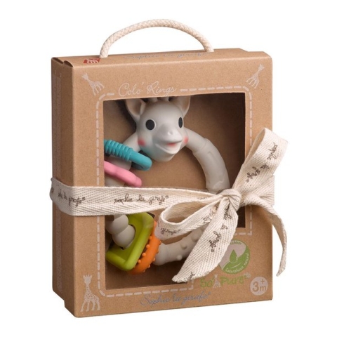 Sophie de giraf Colo'rings - Bijtring - Babyspeelgoed - Kraamcadeau - Babyshower cadeau - 100% natuurlijk rubber - In gerecyled geschenkdoosje met organic katoenen strikje - Vanaf 0 maanden