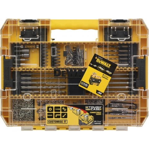 DT70763-QZ | 85-delige set, speedboren, metaalboren, SDS+ beton, bits torx, TOUGH CASE