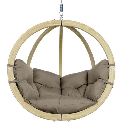 Amazonas Globo Chair Hangstoel 1-Persoons Taupe Kussens - Vurenhout