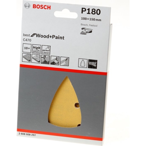 Bosch 2608901118 EXPERT Schuurvel C470 Best for Wood and Paint, 100 x 150 mm, korrel 180, 7 gaten, 10x