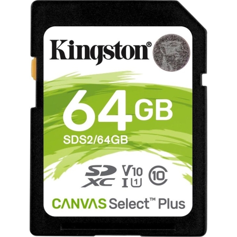 Kingston Canvas Select Plus - Flashgeheugenkaart - 64 GB - Video Class V10 / UHS-I U1 / Class10 - SDXC UHS-I