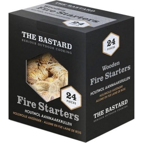 The Bastard Wooden Fire Starters - 24st 350gr - houtkrullen BBQ - houtwol aanmaakkrullen