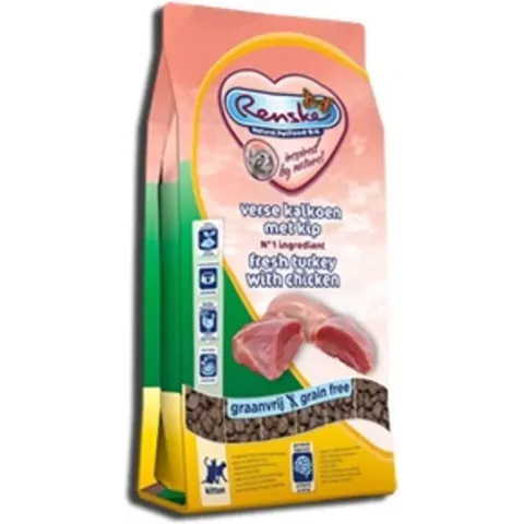 4x Renske Super Premium Droog Kat Kitten Kalkoen & Kip 1,5 kg
