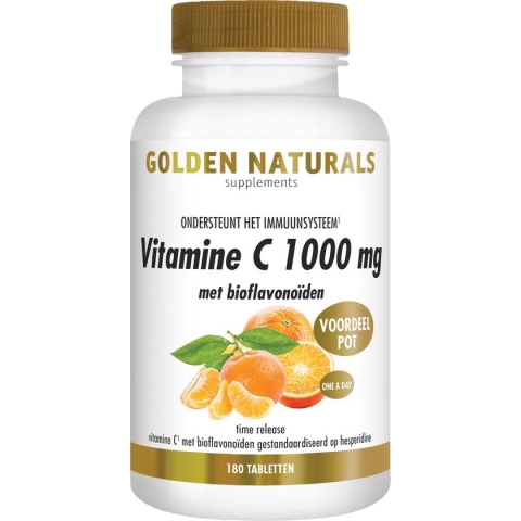 Golden Naturals Vitamine C 1000mg met bioflavonoïden (180 veganistische tabletten)