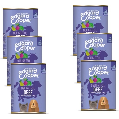 6x Edgard & Cooper Blik Vers Vlees Hondenvoer Rund 400 gr