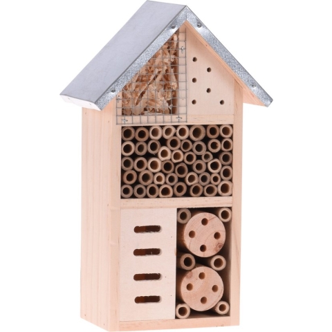 Medivo Styling & Interior - Insectenhotel 15 X 9 X 26 Cm Hout/staal Naturel