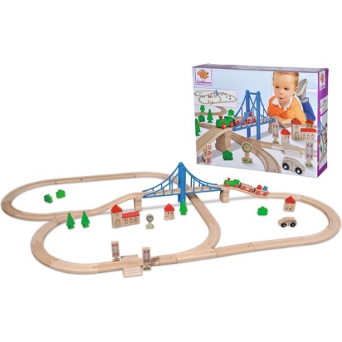 Eichhorn - Treinset met brug - Houten speelgoed
