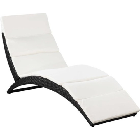 vidaXL-Ligbed-inklapbaar-met-kussen-poly-rattan-zwart