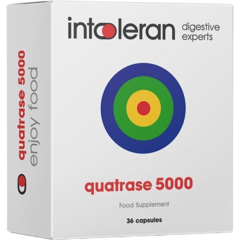 Intoleran Quatrase 5000 Spijsverteringsenzymen - 36 Capsules | Enzymenmix voor FODMAP's | Hulp bij vertering Lactose en Complexe Koolhydraten* | Directe werking | Puur en Vegan Voedingssupplement