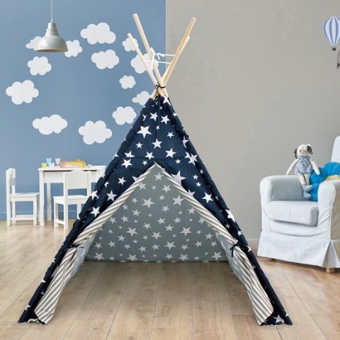 KidCollection Tipitent - 103 x 103 x 160 cm - Blauw/Wit